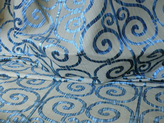 CLARENCE HOUSE NOUvelle Orleans CUT VELVET SCROLL SAPPHIRE BLUE