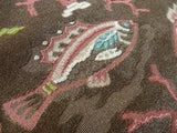 CLARENCE HOUSE PESCE TROPICALE  FISH OCEAN BROWN CUT LINEN VELVE