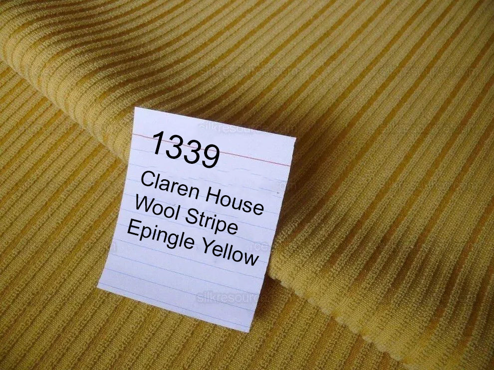 Clarence House Wool Stripe Epingle Yellow Gold Radiant Wool Cotton from Belgium MSRP USD 280/Y