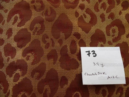 Stunning! 100% Silk Cheetah Tiger Jarquard Brown Gold Red Bty Msrp Usd200+/Y