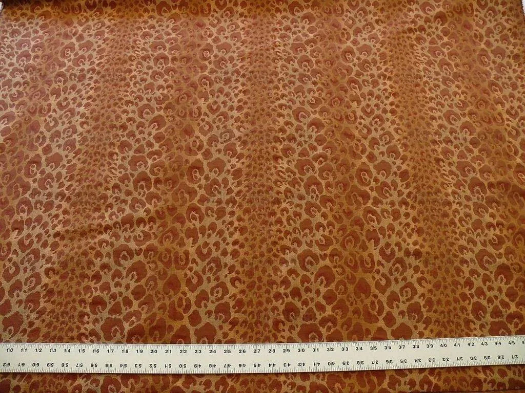 Stunning! 100% Silk Cheetah Tiger Jarquard Brown Gold Red Bty Msrp Usd200+/Y