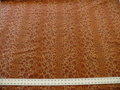 Stunning! 100% Silk Cheetah Tiger Jarquard Brown Gold Red Bty Msrp Usd200+/Y