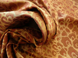 STUNNING! 100% SILK CHEETAH TIGER JARQUARD BROWN GOLD RED BTY MS