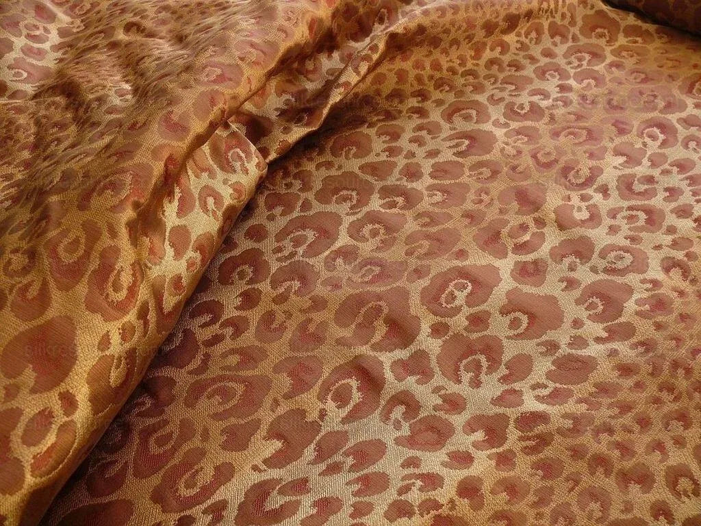 Stunning! 100% Silk Cheetah Tiger Jarquard Brown Gold Red Bty Msrp Usd200+/Y