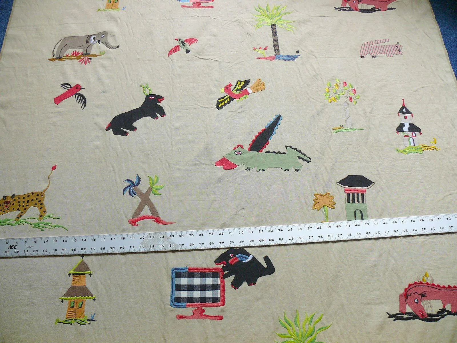 CLARENCE HOUSE JUNGLE BOOK APPLIQUE EMBROIDERY PANTHER ELEPHANT