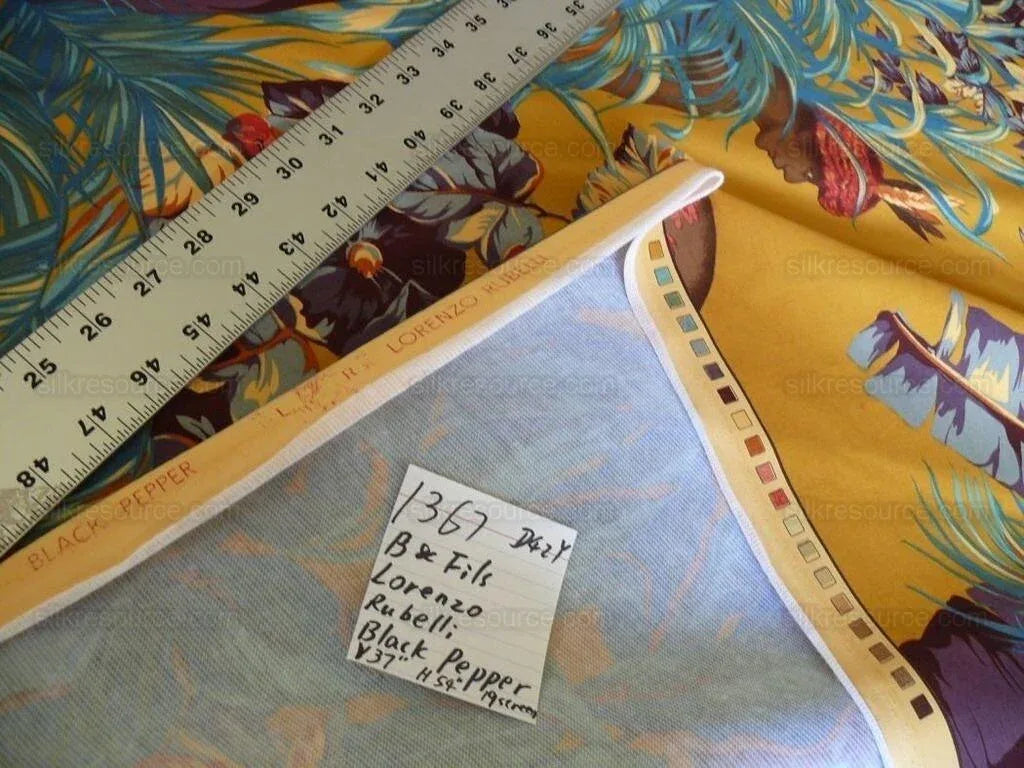 Brunschwig &amp; Fils Lorenzo Rubelli Black Pepper Print Exotic Africa Historical Figure Print 3y