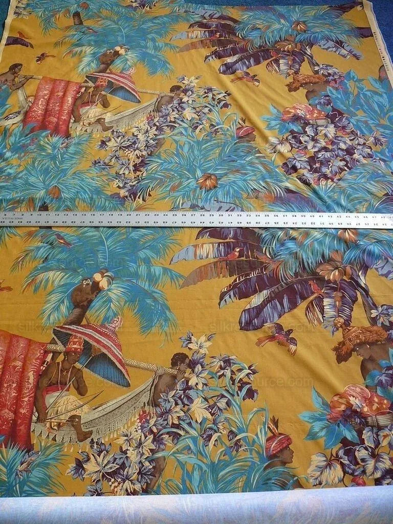 Brunschwig &amp; Fils Lorenzo Rubelli Black Pepper Print Exotic Africa Historical Figure Print 3y