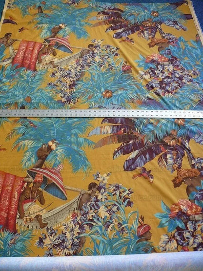 Brunschwig &amp; Fils Lorenzo Rubelli Black Pepper Print Exotic Africa Historical Figure Print 3y