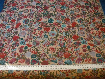 Brunschwig &amp; Fils Eldorado Silk Lampas Taupe Red Flower &amp; ribbons MSRP USD354