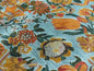 BRUNSCHWIG & FILS ELDORADO SILK LAMPAS Blue RED FLOWER &RIBBO