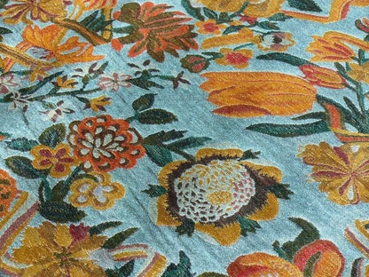 1.3 Brunschwig &amp; Fils Eldorado Silk Lampas Blue Red Flower &amp;ribbon MSRP USD 354/Y