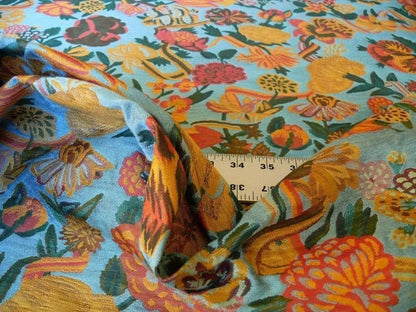 1.3 Brunschwig &amp; Fils Eldorado Silk Lampas Blue Red Flower &amp;ribbon MSRP USD 354/Y