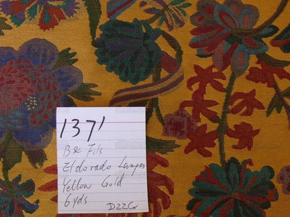 Brunschwig &amp; Fils Eldorado Silk Lampas Gold Red Flower &amp;ribbon