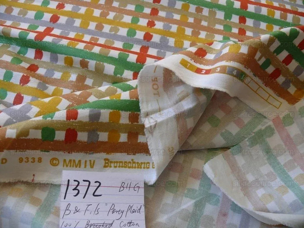 Brunschwig &amp; Fils Party Plaid Cotton Print Colorful Crayon! Bty