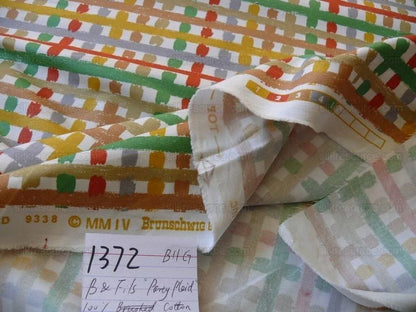 Brunschwig &amp; Fils Party Plaid Cotton Print Colorful Crayon! Bty