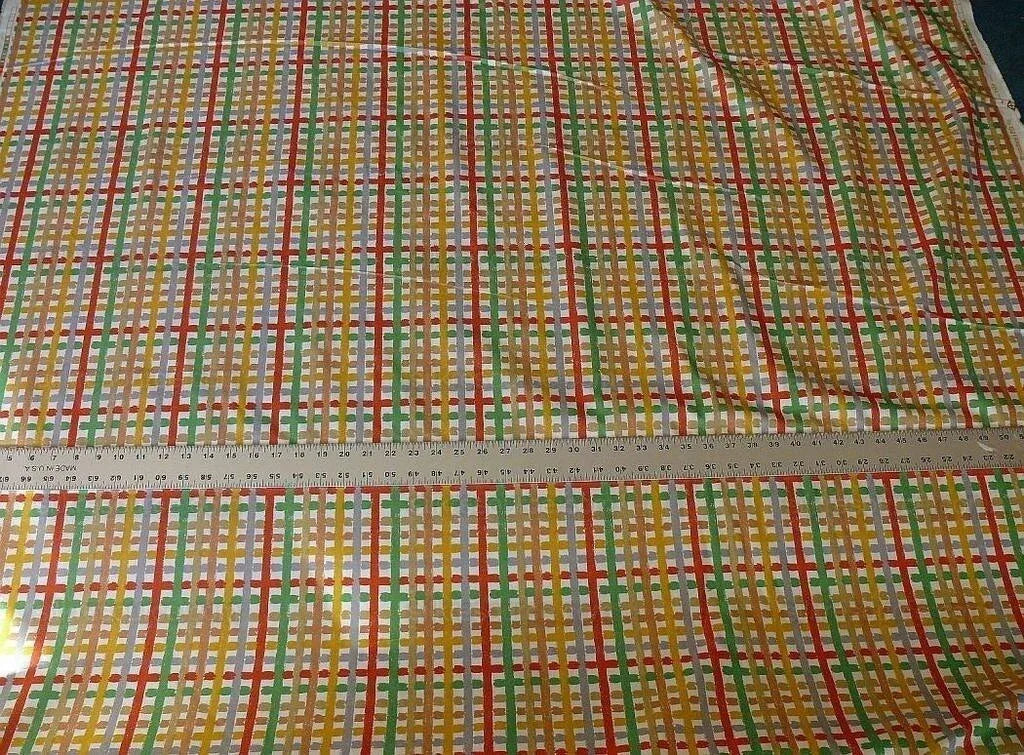 Brunschwig &amp; Fils Party Plaid Cotton Print Colorful Crayon! Bty