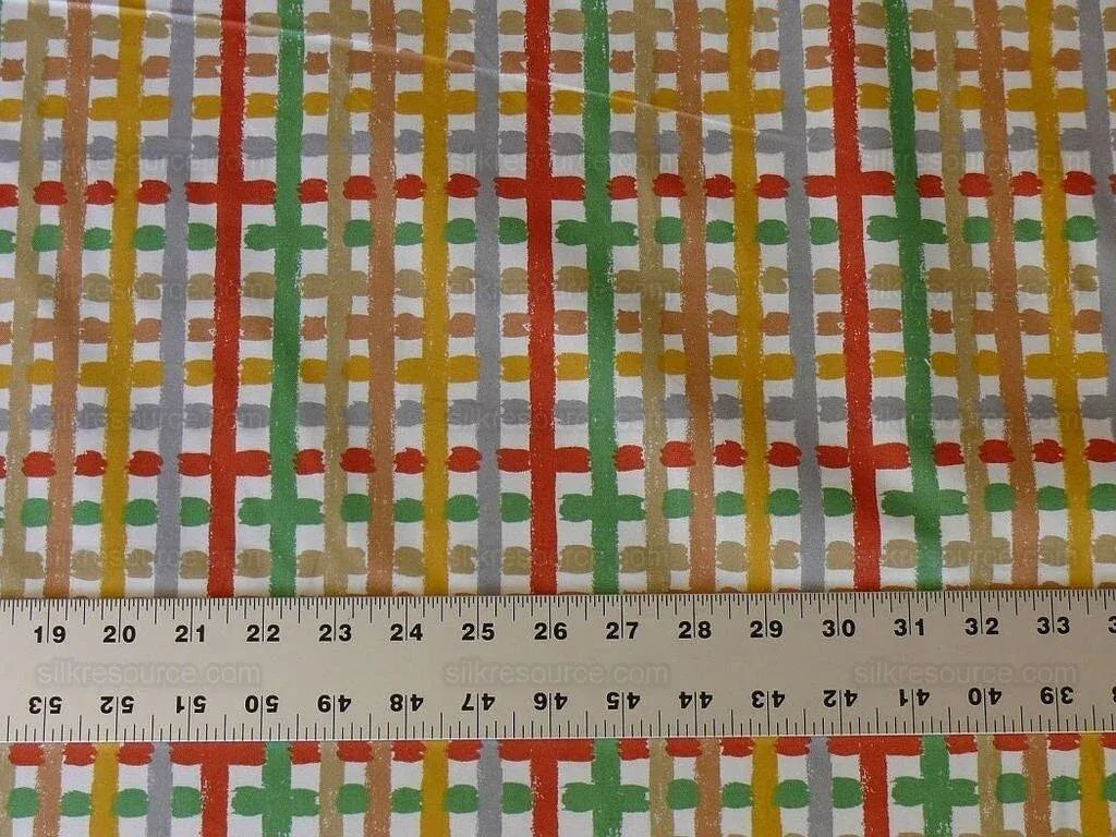 Brunschwig &amp; Fils Party Plaid Cotton Print Colorful Crayon! Bty