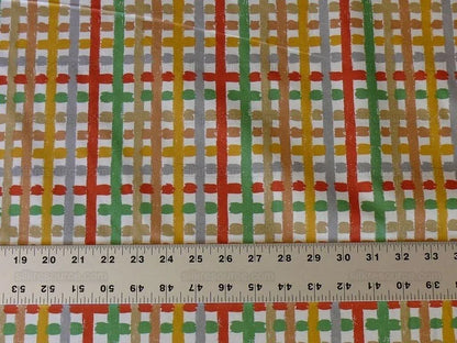 Brunschwig &amp; Fils Party Plaid Cotton Print Colorful Crayon! Bty