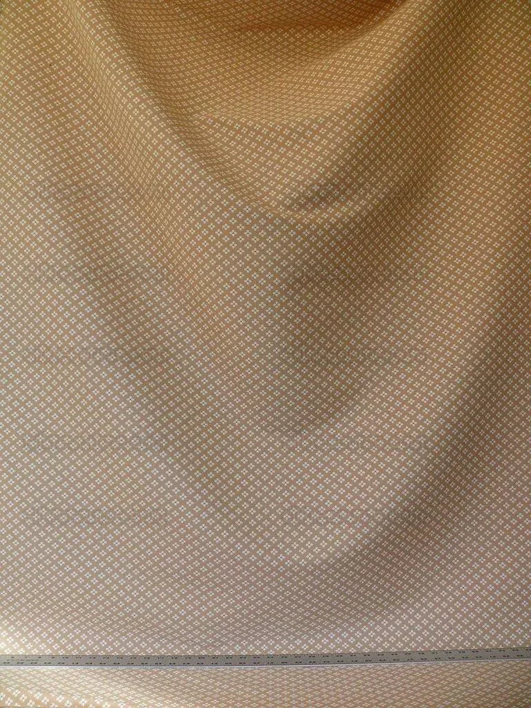 Scalamandre Trellis Jarquard White Burlap Tan Small Scale Daisy Four-leaf Clover Transitional, Width 50" wide (Not 54")