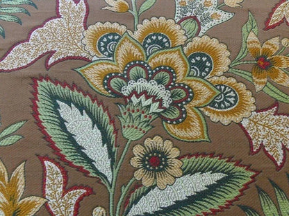 Scalamandre Tullamore Lampas Brown Gold Green Jacobean Flower Bty 26669-006