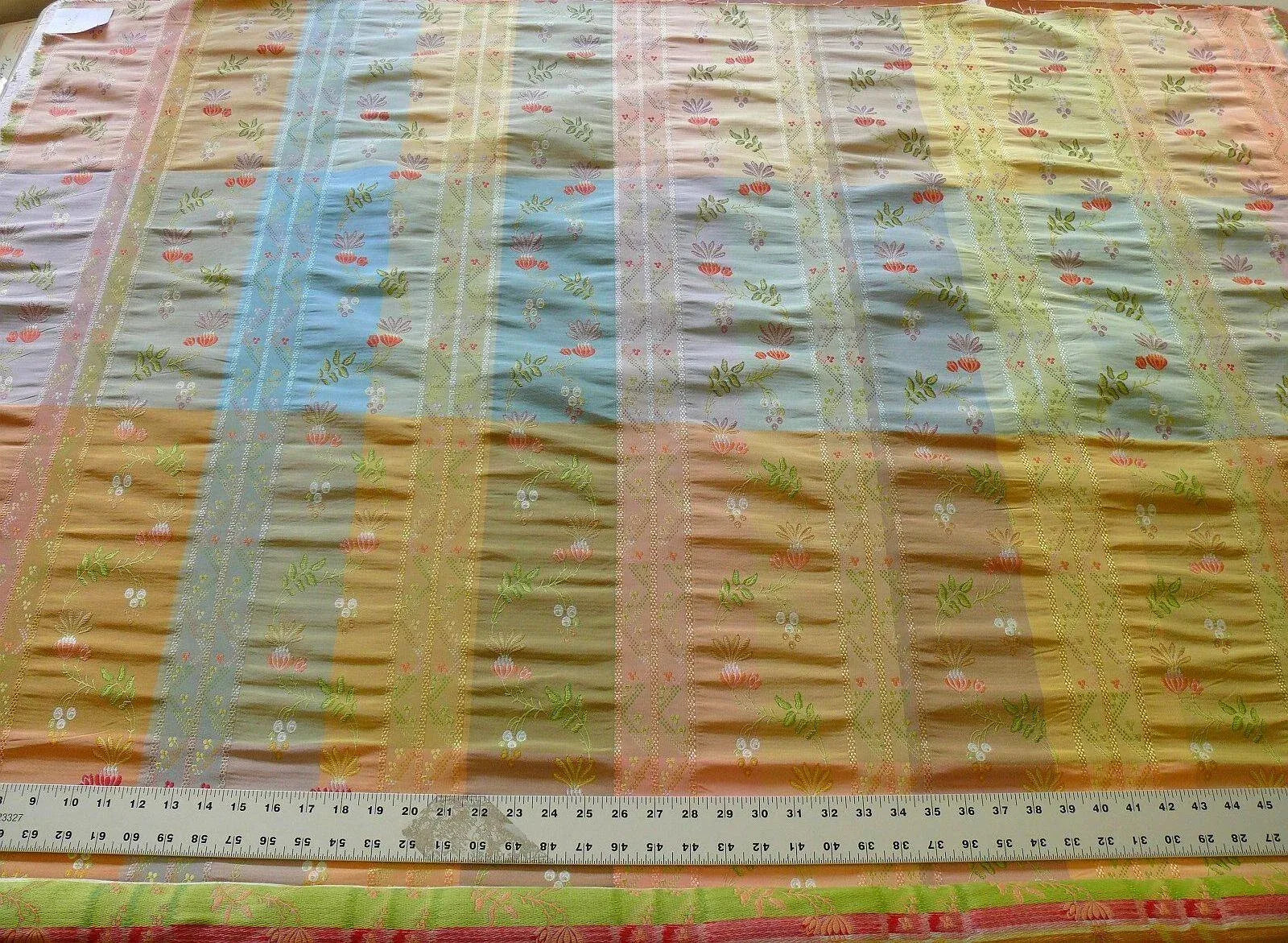 2.75Y SCALAMANDRE FRENCH LACE FLOWER LAMPAS PINK BLUE ORANGE#16