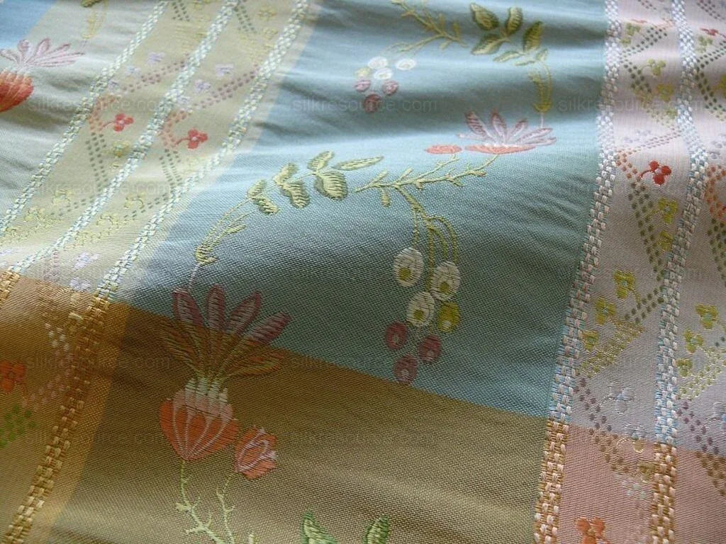 2.75y Scalamandre French Lace Flower Lampas Pink Blue Orange#16 MSRP USD 600+Y