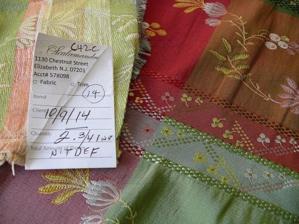 2.75y Scalamandre French Lace Flower Lampas Pink Black Orange#14