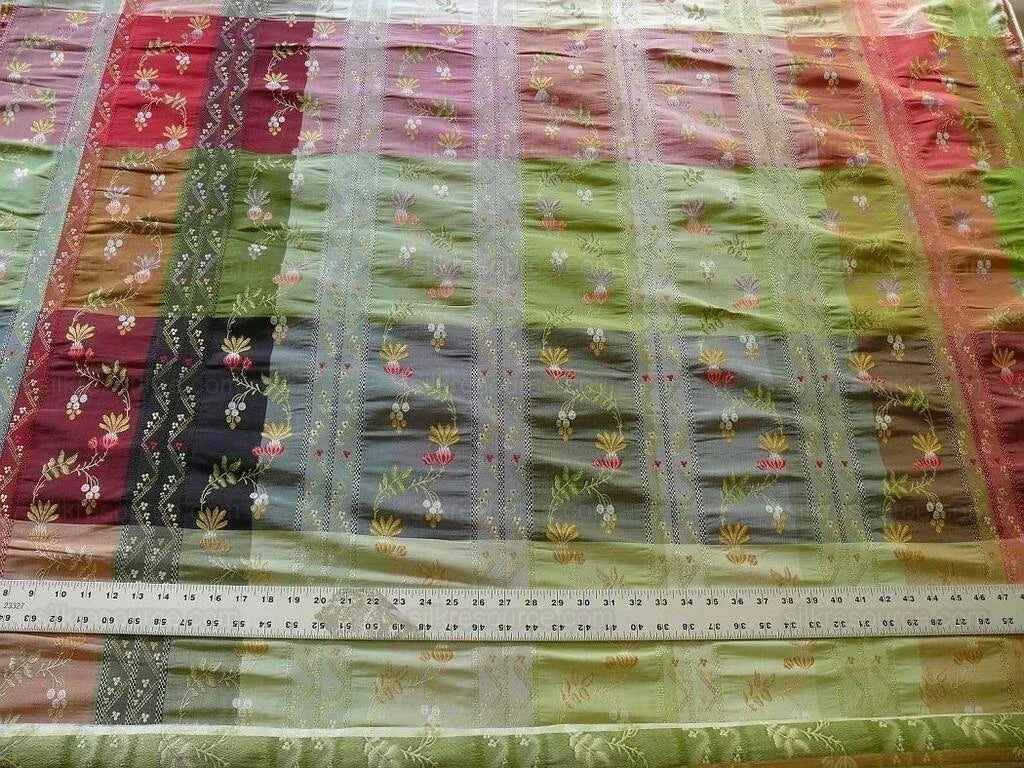 2.75y Scalamandre French Lace Flower Lampas Pink Black Orange#14