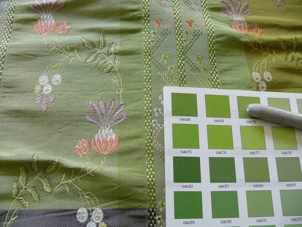 2.75y Scalamandre French Lace Flower Lampas Pink Black Orange#14