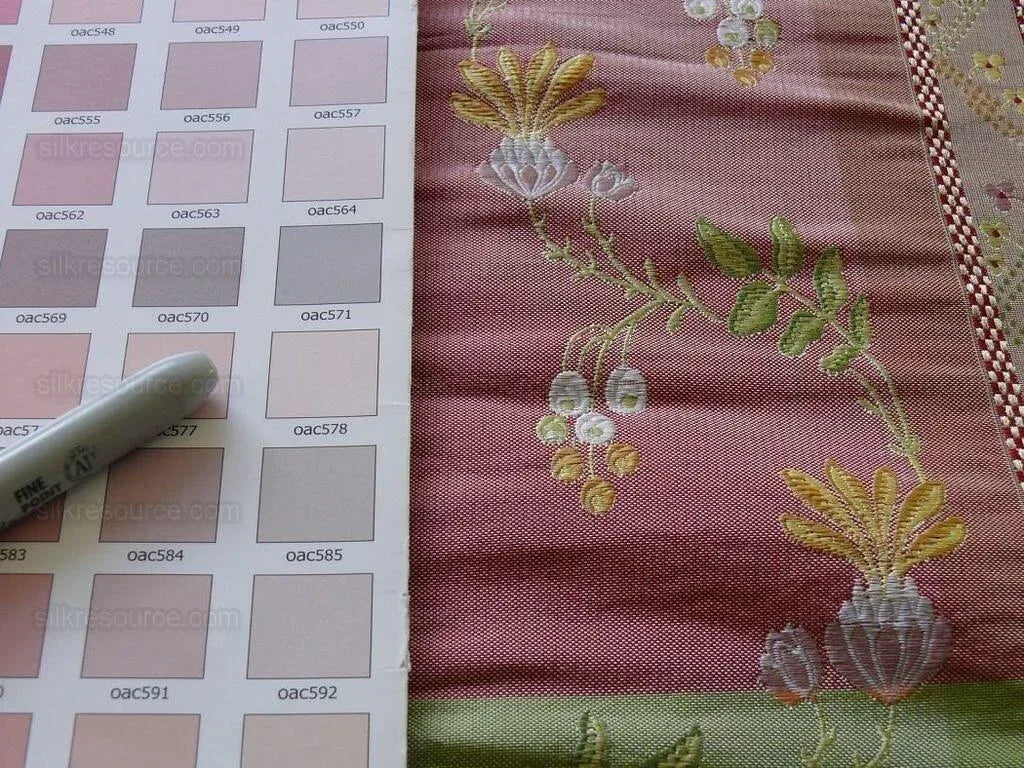 2.75y Scalamandre French Lace Flower Lampas Pink Black Orange#14