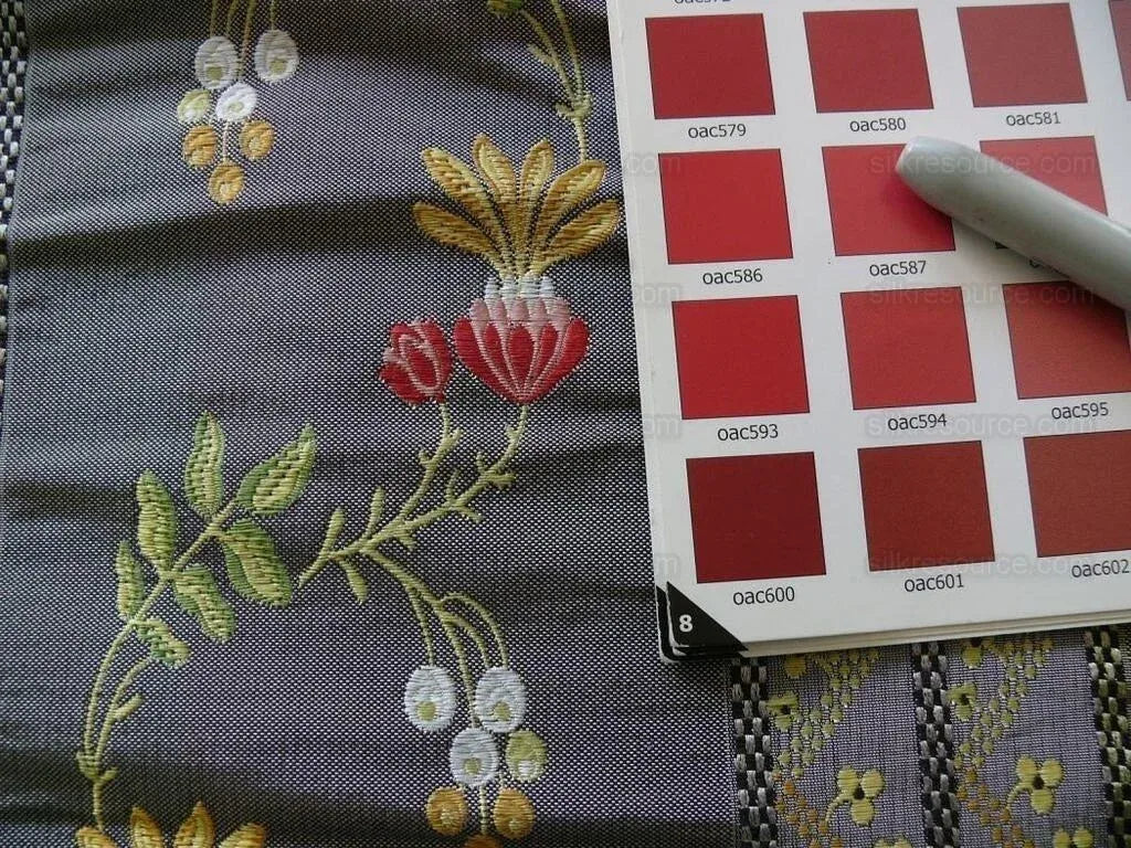 2.75y Scalamandre French Lace Flower Lampas Pink Black Orange#14