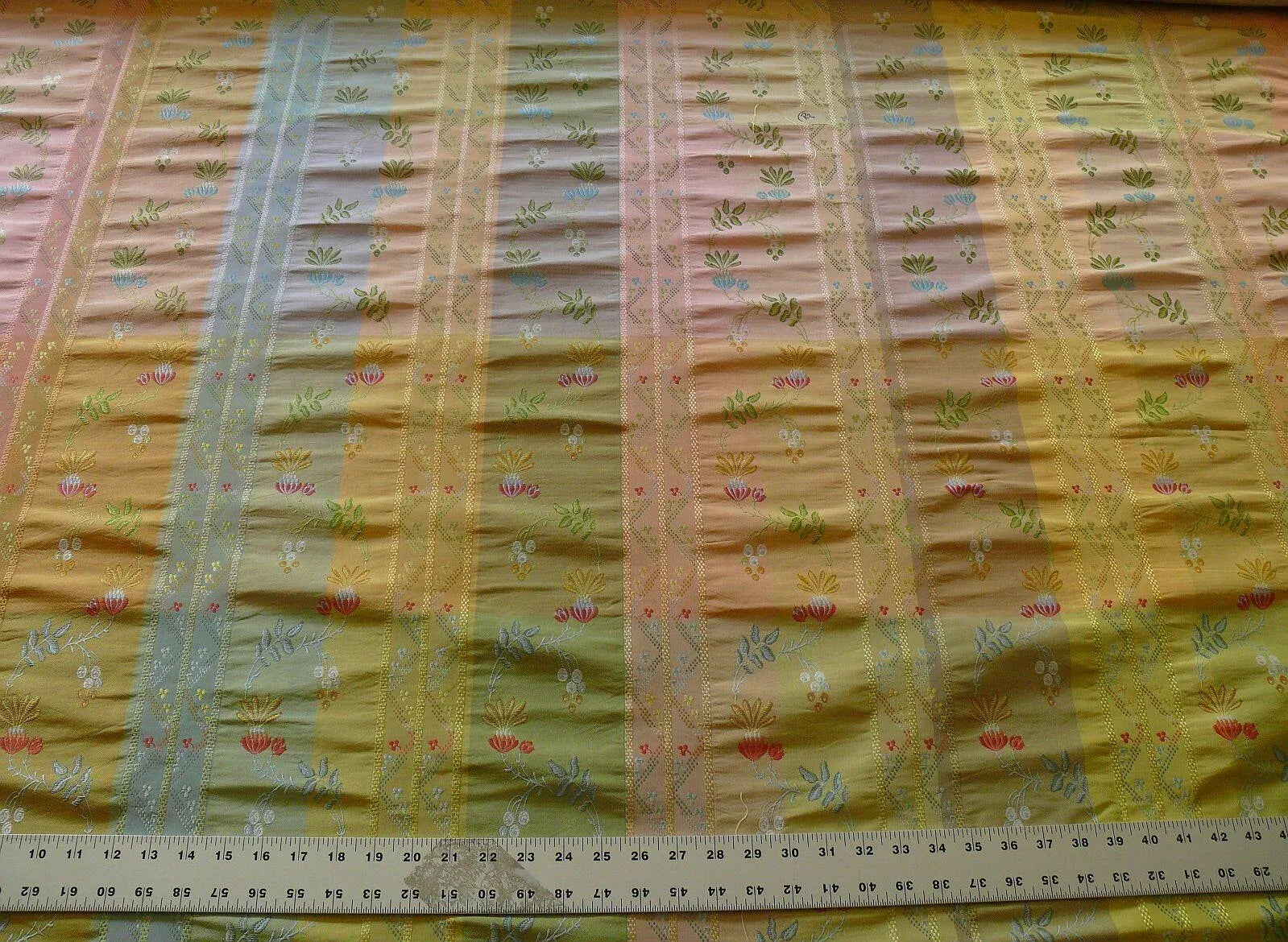 1.5Y SCALAMANDRE FRENCH LACE FLOWER LAMPAS PINK BLUE ORANGE#15