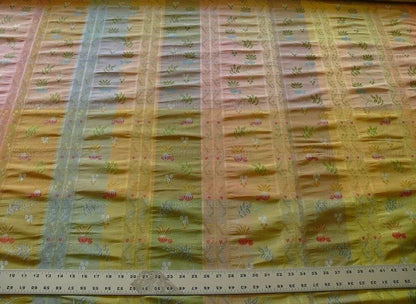 1.5y Scalamandre French Lace Flower Lampas Pink Blue Orange#15