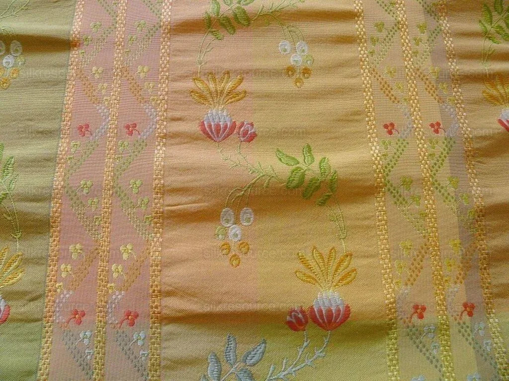 1.5y Scalamandre French Lace Flower Lampas Pink Blue Orange#15