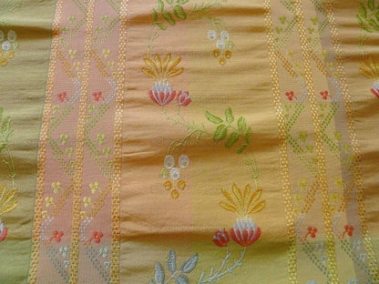 1.5y Scalamandre French Lace Flower Lampas Pink Blue Orange#15