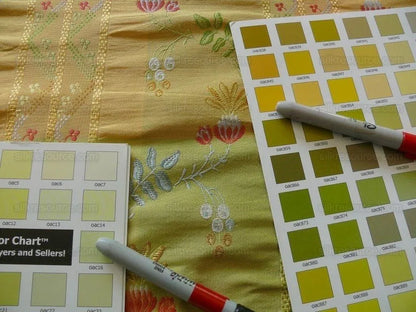 1.5y Scalamandre French Lace Flower Lampas Pink Blue Orange#15