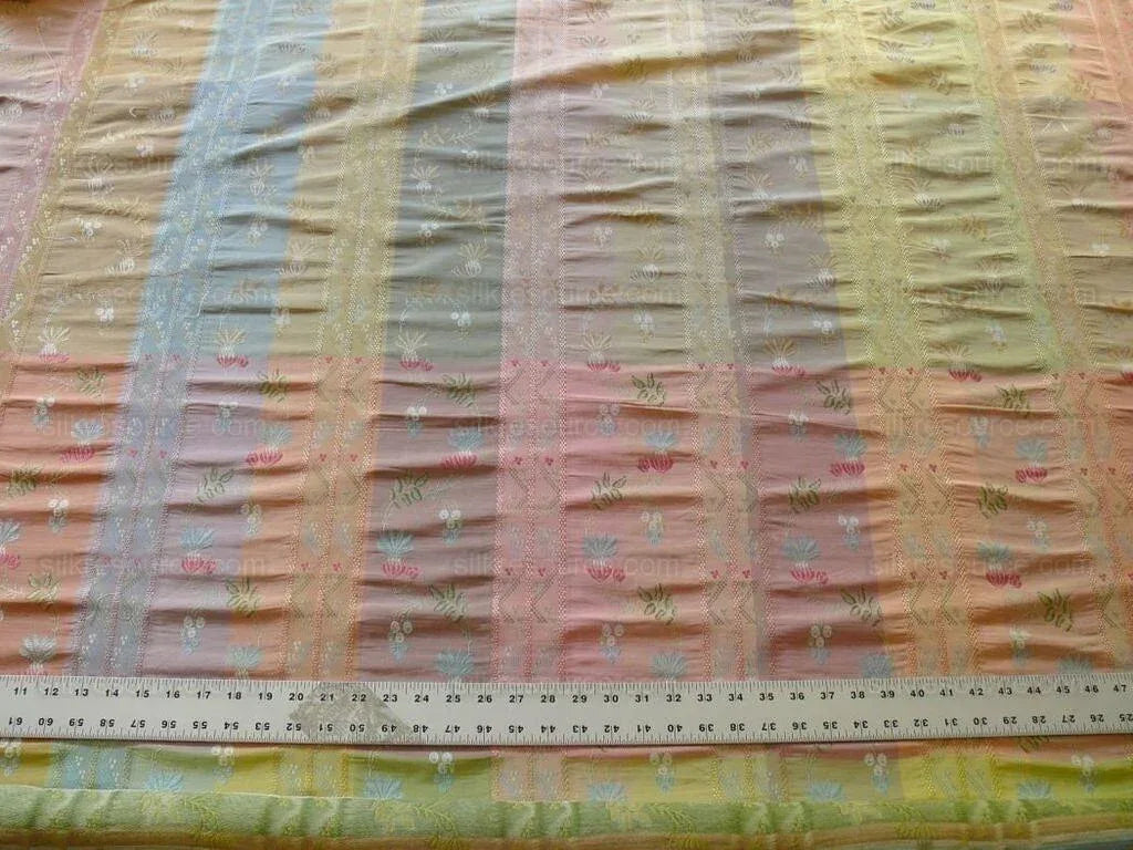 1.4y Scalamandre French Lace Flower Lampas Pink Blue Green#18 MSRP USD 600+Y