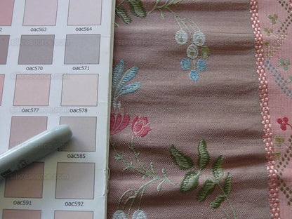 1.4y Scalamandre French Lace Flower Lampas Pink Blue Green#18 MSRP USD 600+Y