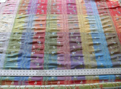 3.75y Scalamandre French Lace Flower Lampas Pink Blue Brown#17