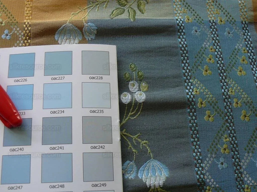 3.75y Scalamandre French Lace Flower Lampas Pink Blue Brown#17