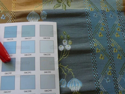 3.75y Scalamandre French Lace Flower Lampas Pink Blue Brown#17