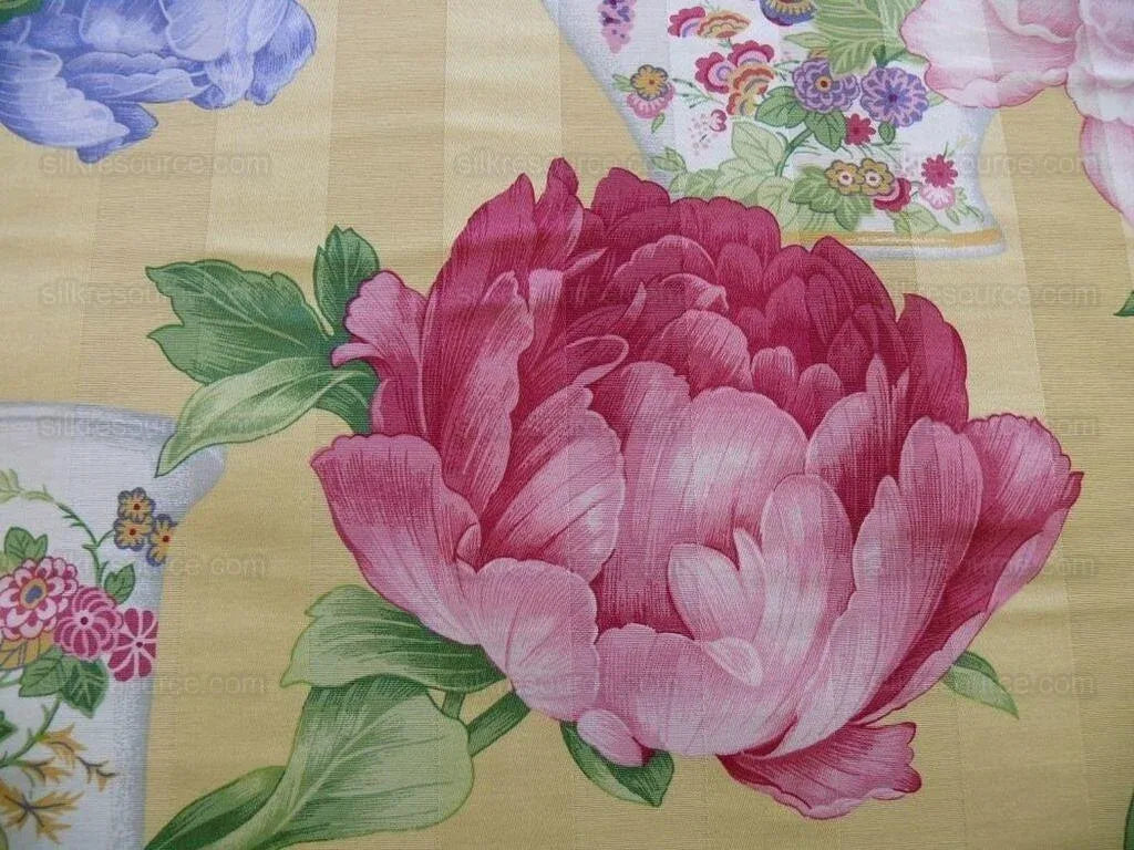 Gorgeous Chinoiserie Peony Print Cotton Satin Porcelain Ginger Jar