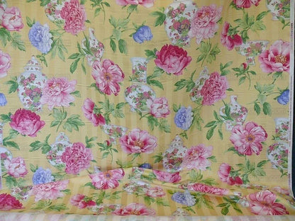 Gorgeous Chinoiserie Peony Print Cotton Satin Porcelain Ginger Jar