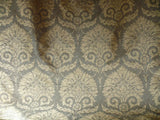 by yard 100% Silk Damask Large Stone Paisley Caspian Grey Blue Mid Century   #1379b