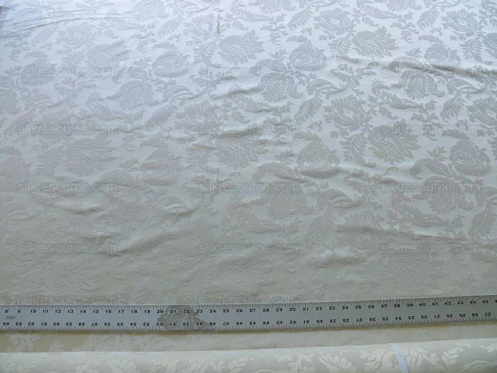 Clarence House Florent Italian Cotton Damask Pomegranate Ivory White MSRP USD 220/Y