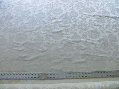 Clarence House Florent Italian Cotton Damask Pomegranate Ivory White MSRP USD 220/Y