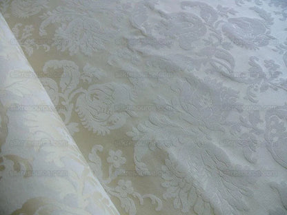 Clarence House Florent Italian Cotton Damask Pomegranate Ivory White MSRP USD 220/Y