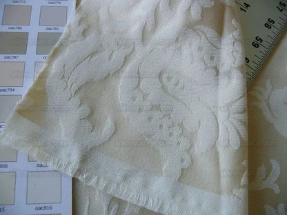 Clarence House Florent Italian Cotton Damask Pomegranate Ivory White MSRP USD 220/Y