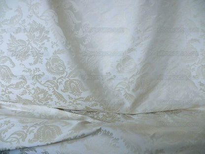 Clarence House Florent Italian Cotton Damask Pomegranate Ivory White MSRP USD 220/Y