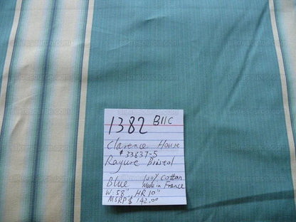 Bty Clarence House Rayure Bristol Blue Stripe Fr France #1382